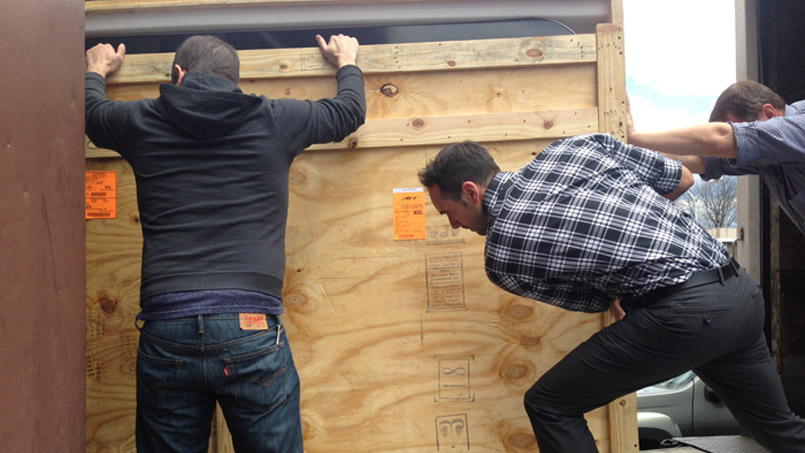 moving a 90 inch display screen